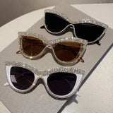 Stylish Rhinestones Cat Eye Sunglasses