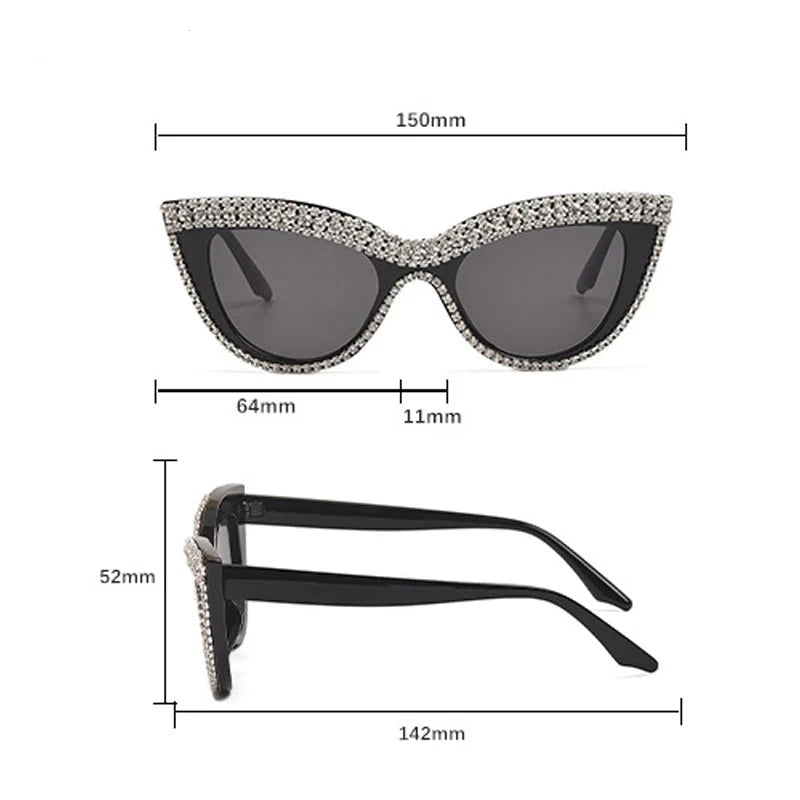 Stylish Rhinestones Cat Eye Sunglasses