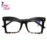 Stylish Square Far Sight Oversized Eyeglasses Sassy Chick Logo