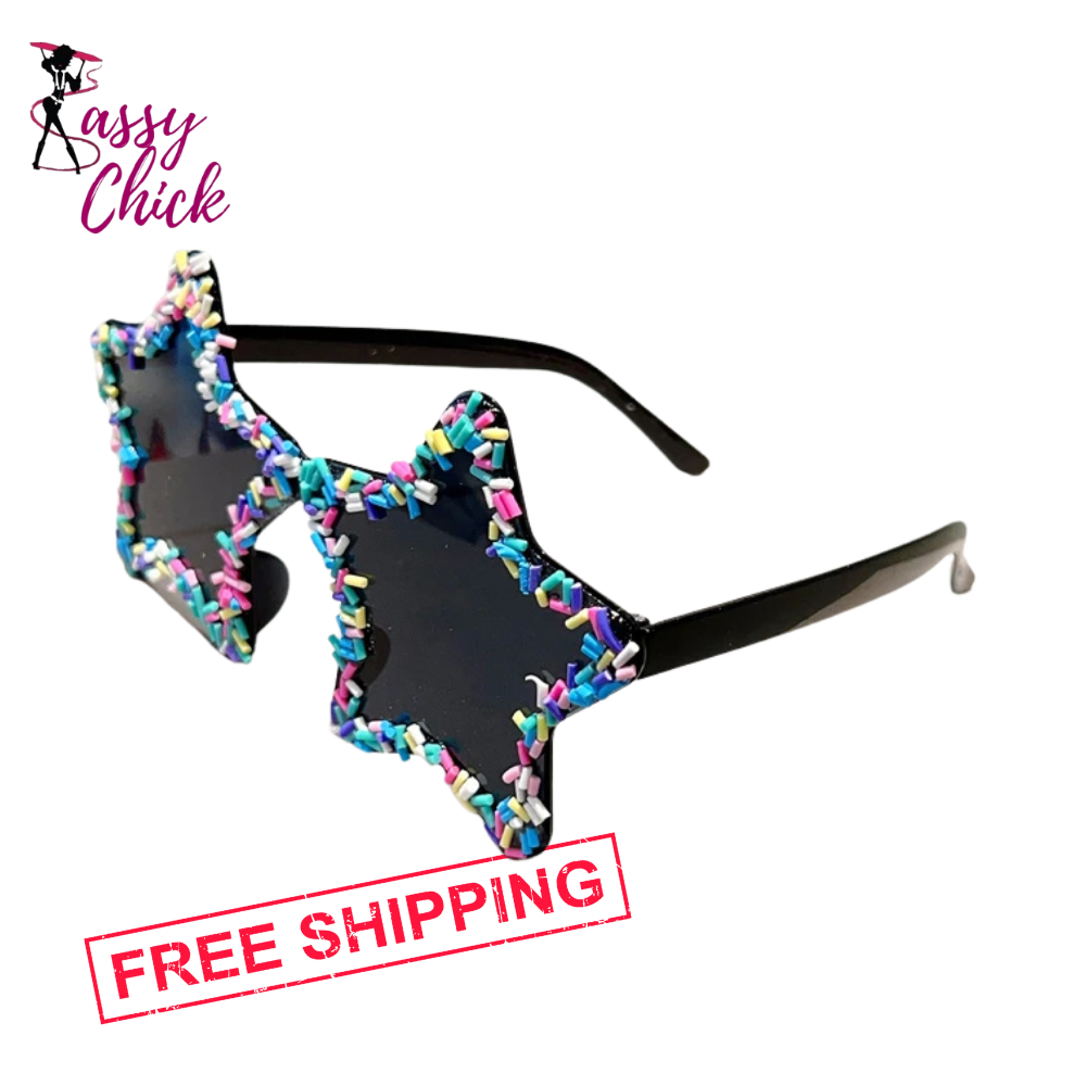 Stylish Star Shaped Beach Sunglasses Sassy Chick Logo