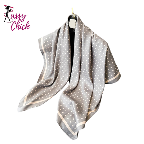 Summer Elegant 90cm Twill Silk Square Hair Scarf Sassy Chick Logo