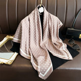 Gray Summer Elegant 90cm Twill Silk Square Hair Scarf