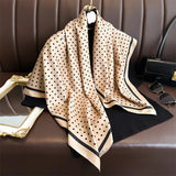 Brown Summer Elegant 90cm Twill Silk Square Hair Scarf
