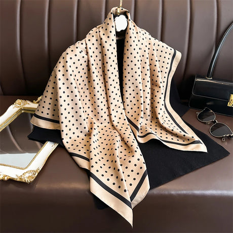 Brown Summer Elegant 90cm Twill Silk Square Hair Scarf