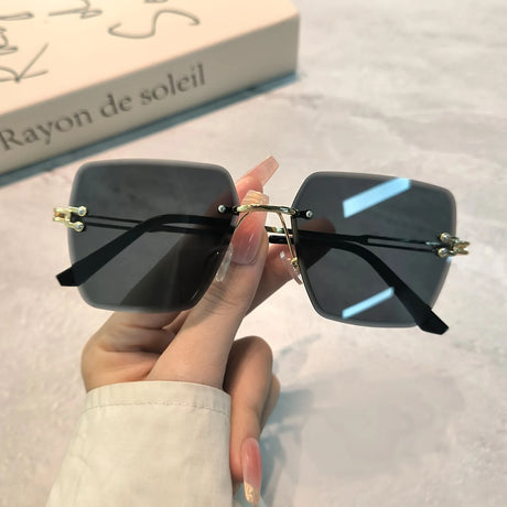 Black Summer Gradient Square Rimless Sunglasses