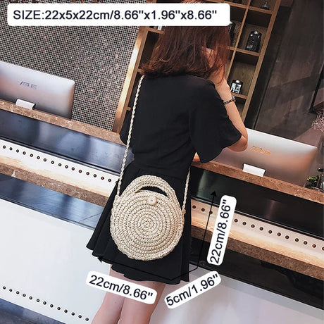 Model using Summer Rattan Handmade Bag
