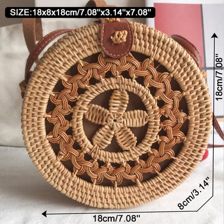 Flower design Summer Rattan Handmade Bag