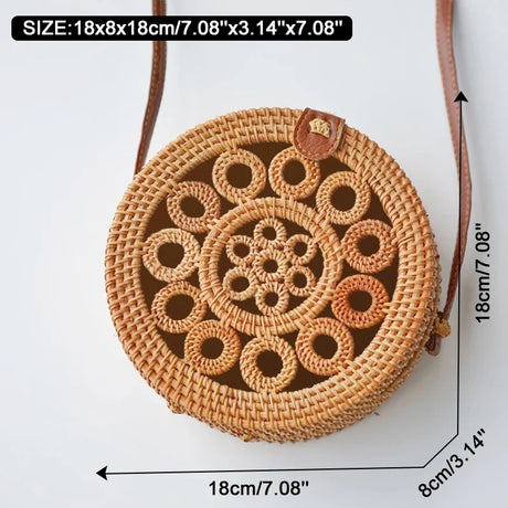 Circle design Summer Rattan Handmade Bag