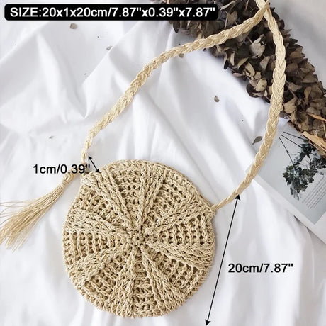 Grey Summer Rattan Handmade Bag