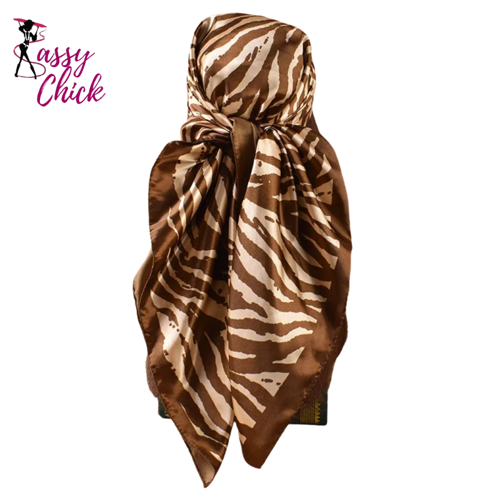 Summer Satin Square Scarf 90*90inch Multi-use Headscarf Sassy Chick Logo