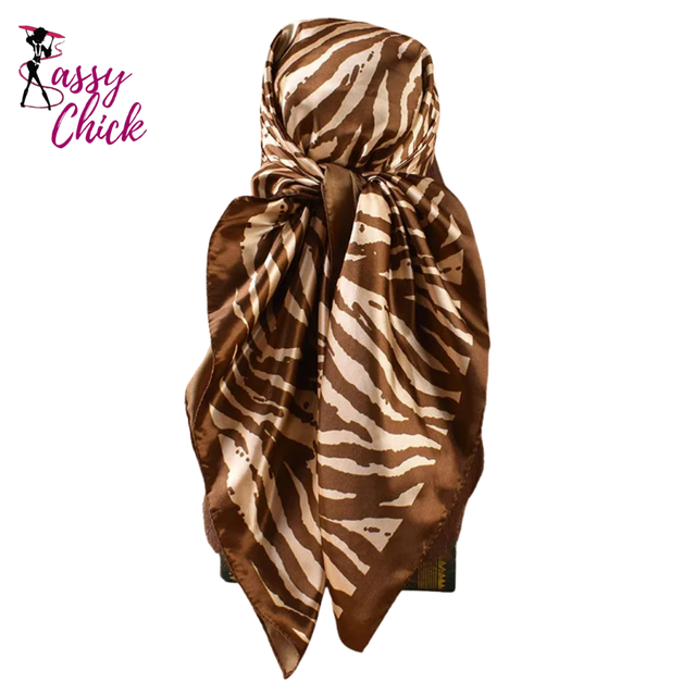 Summer Satin Square Scarf 90*90inch Multi-use Headscarf Sassy Chick Logo