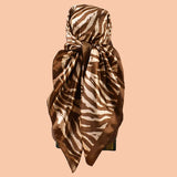 Brown Summer Satin Square Scarf 90*90inch Multi-use Headscarf