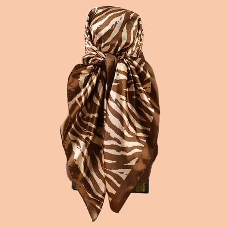 Brown Summer Satin Square Scarf 90*90inch Multi-use Headscarf