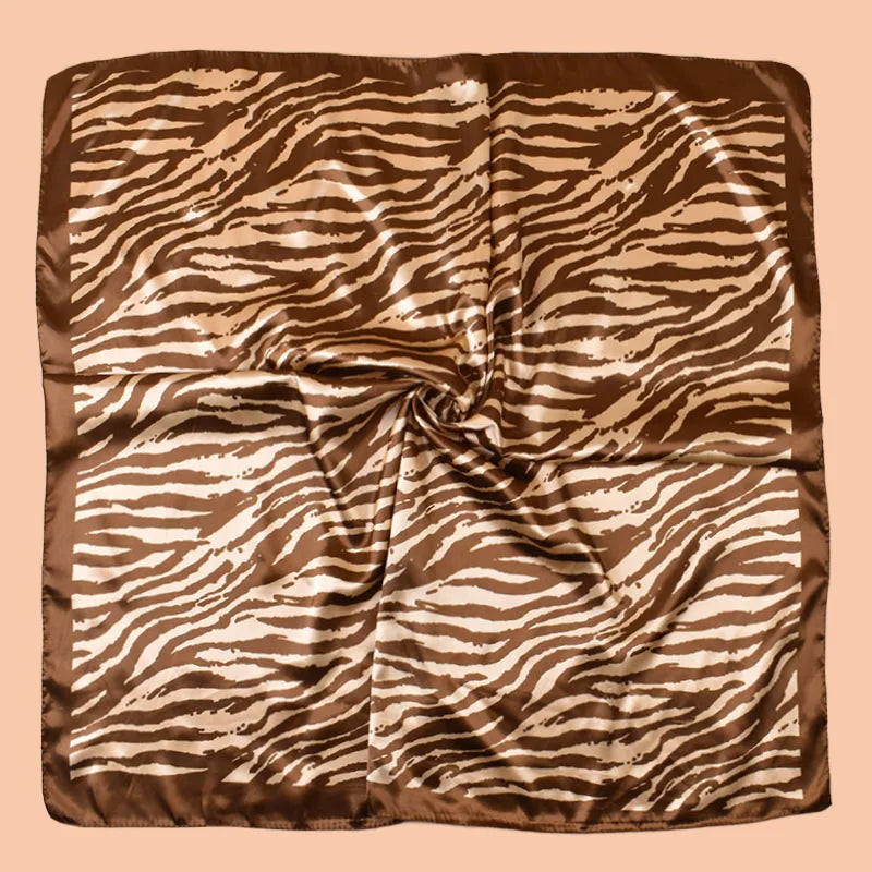 Brown Summer Satin Square Scarf 90*90inch Multi-use Headscarf