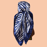 Blue Summer Satin Square Scarf 90*90inch Multi-use Headscarf