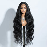 Black Super Long Body Wave Lace Front Synthetic Wigs 36"