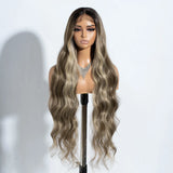 Brown Super Long Body Wave Lace Front Synthetic Wigs 36"
