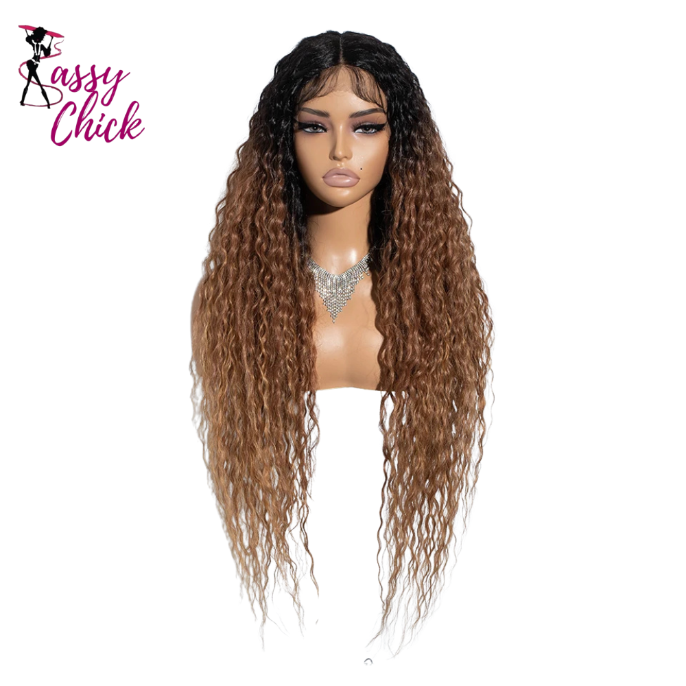 Super Long Curly Synthetic Lace Front Wigs 34 Inch Sassy Chick Logo
