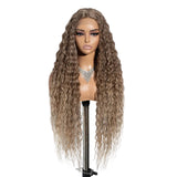 Gray Super Long Curly Synthetic Lace Front Wigs 34 Inch