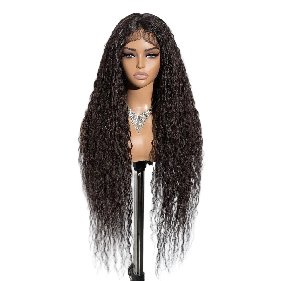 Black Super Long Curly Synthetic Lace Front Wigs 34 Inch