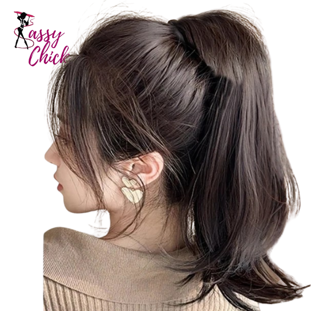 Synthetic 12Inch Ponytail Clip In Hair Extension Sassy Chick Logo