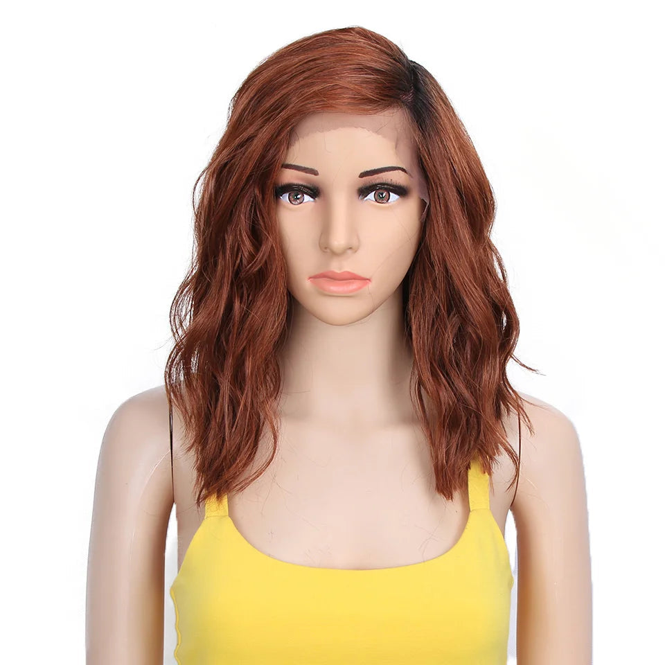 Synthetic 14 Inch Curly Lace Wig red