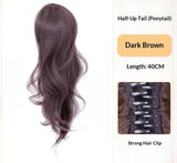 Synthetic 16 Inch Waterfall Half Up Layered Curly Ponytail Hair