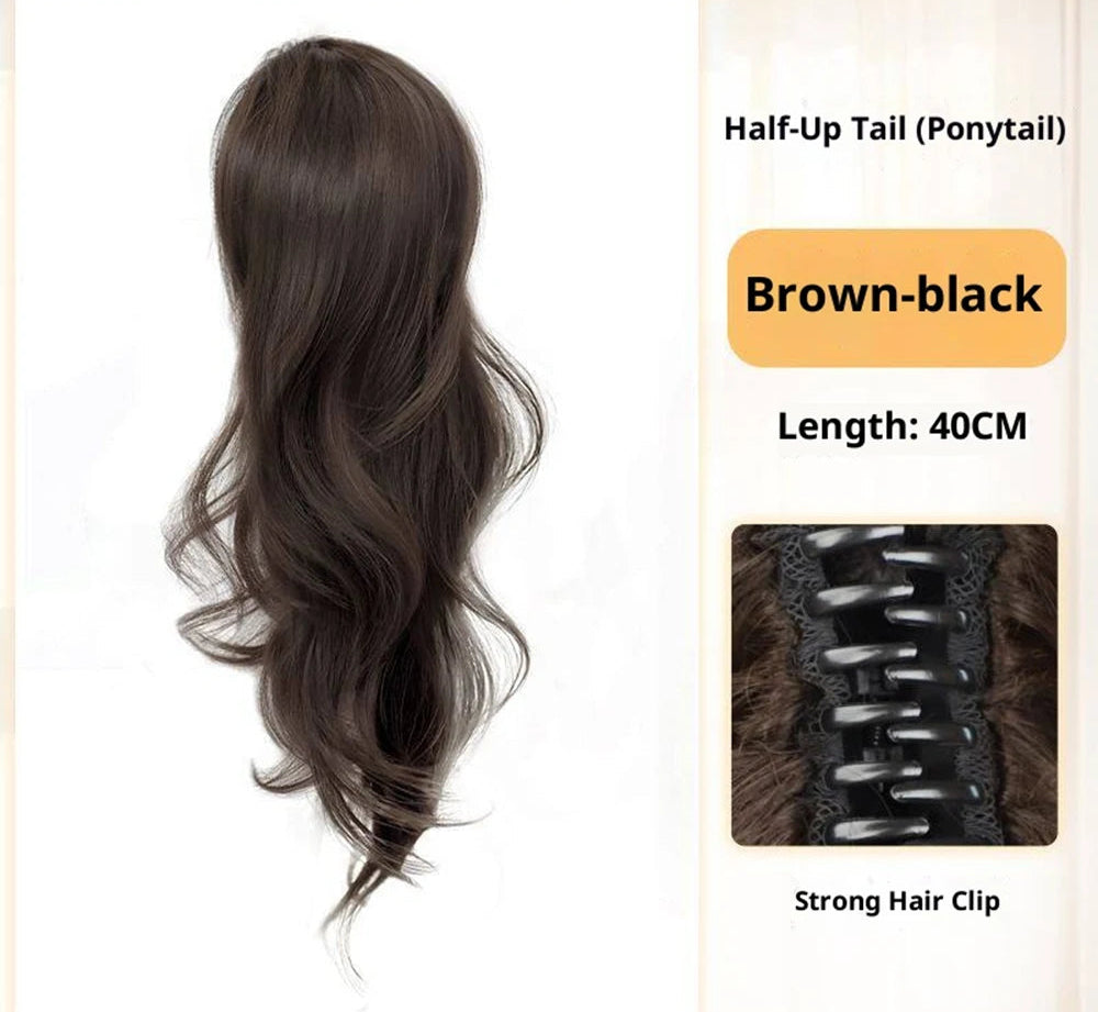 Synthetic 16 Inch Waterfall Half Up Layered Curly Ponytail Hair
