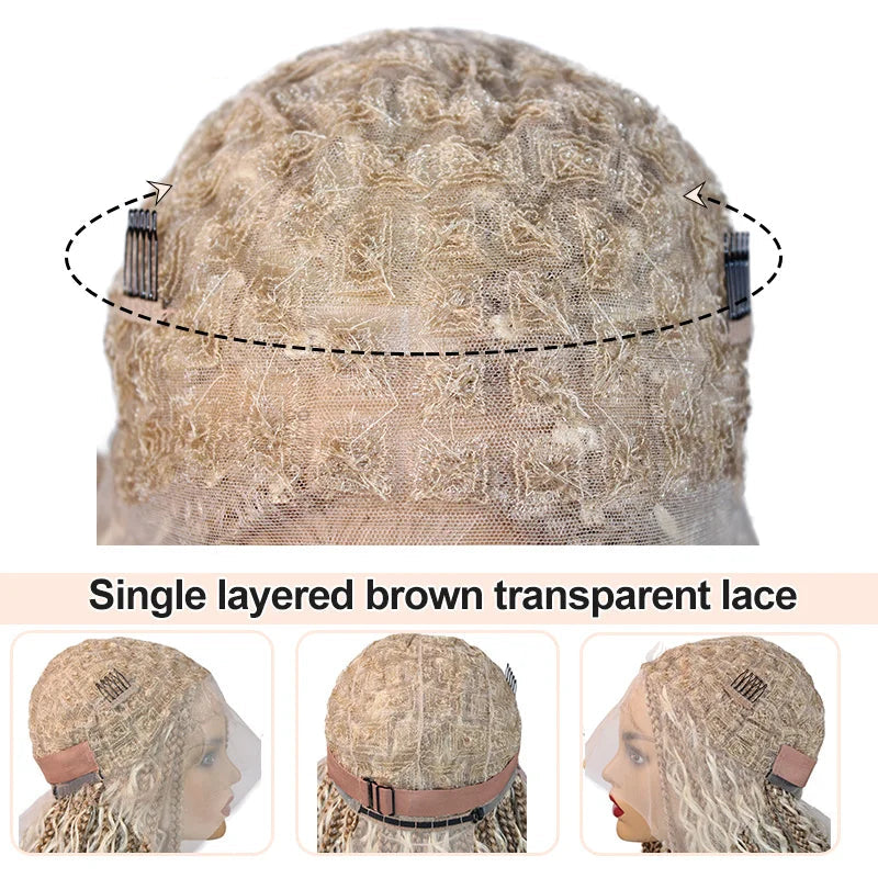 Synthetic 32" Bohemian Full Lace Braided Wig cap