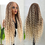 Synthetic 32" Bohemian Full Lace Braided Wig white highlight 