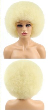 Synthetic Big Afro Kinky Curly Wig With Bang white