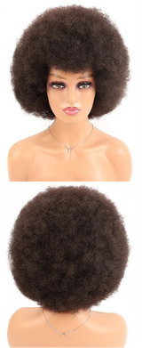 Synthetic Big Afro Kinky Curly Wig With Bang brown/ black