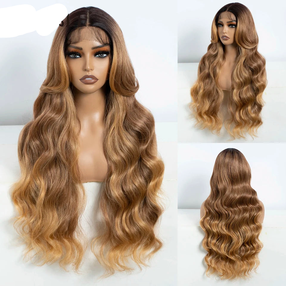 Synthetic Body Wave Lace Front Wig brown