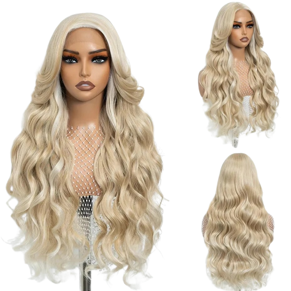 Synthetic Body Wave Lace Front Wig White