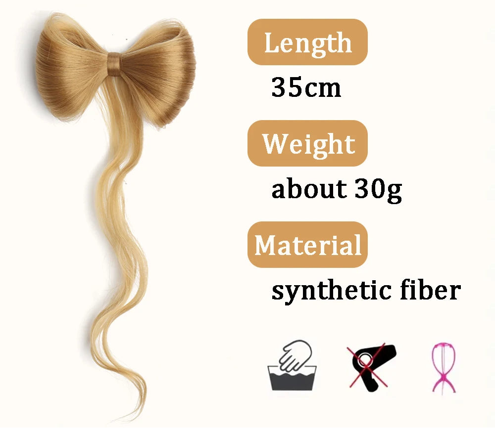 Details of Synthetic Bowknot Claw Long Curly Wavy Ponytail Extensions