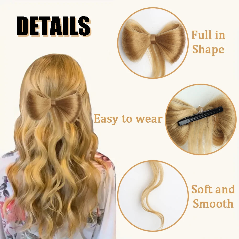 Details of Synthetic Bowknot Claw Long Curly Wavy Ponytail Extensions