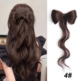 Light Brown Synthetic Bowknot Claw Long Curly Wavy Ponytail Extensions
