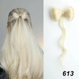 White Synthetic Bowknot Claw Long Curly Wavy Ponytail Extensions