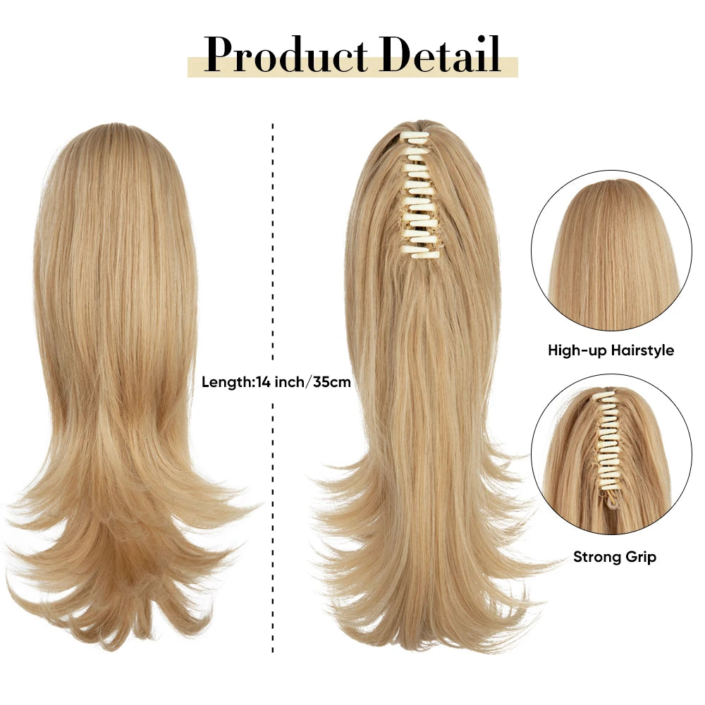 Synthetic Claw Clip In Ponytail Hair 14" grip 