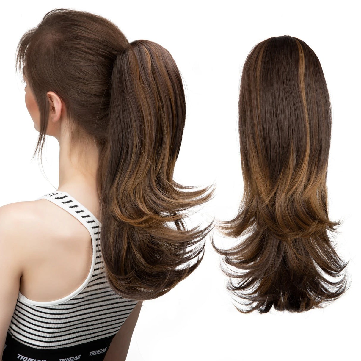 Synthetic Claw Clip In Ponytail Hair 14" brown