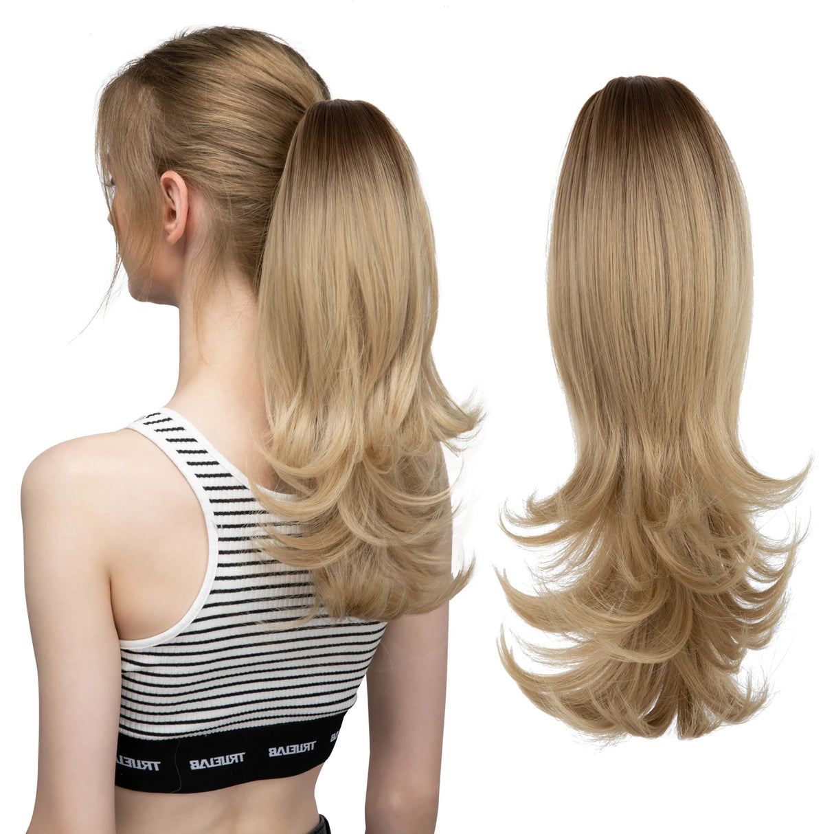 Synthetic Claw Clip In Ponytail Hair 14" brown/ blonde