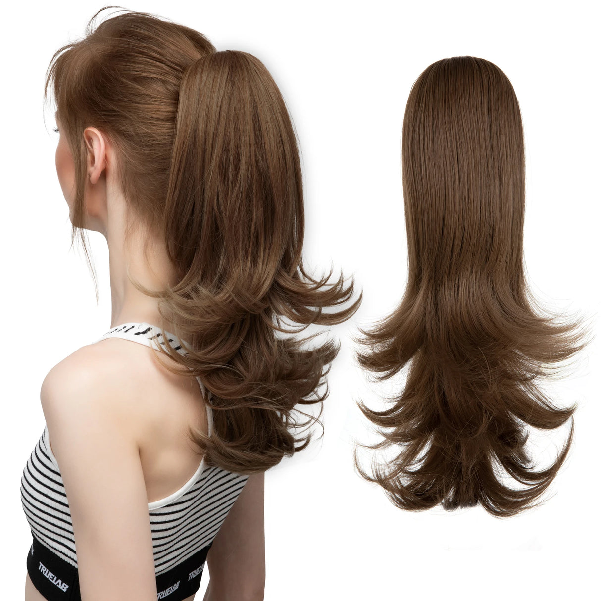 Synthetic Claw Clip In Ponytail Hair 14" light brown 