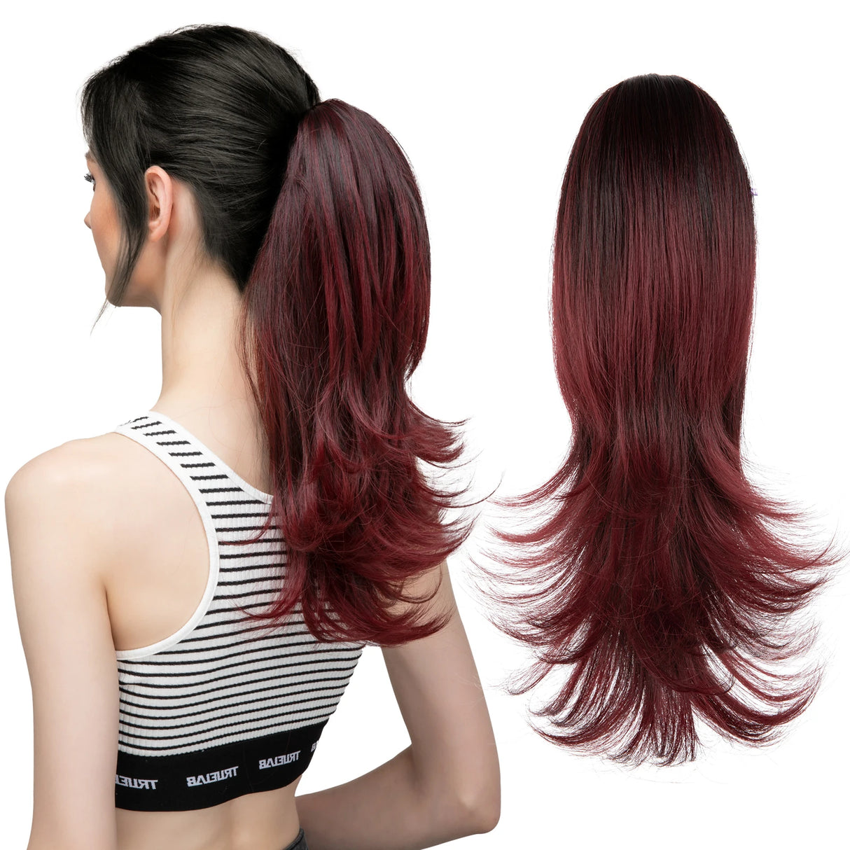 Synthetic Claw Clip In Ponytail Hair 14" red