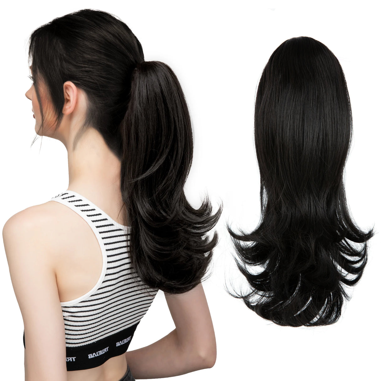 Synthetic Claw Clip In Ponytail Hair 14" black