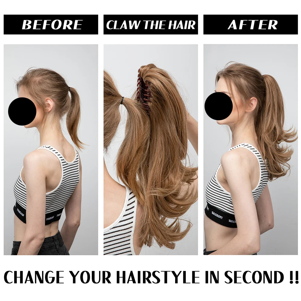 Synthetic Claw Clip In Ponytail Hair 14" how to use