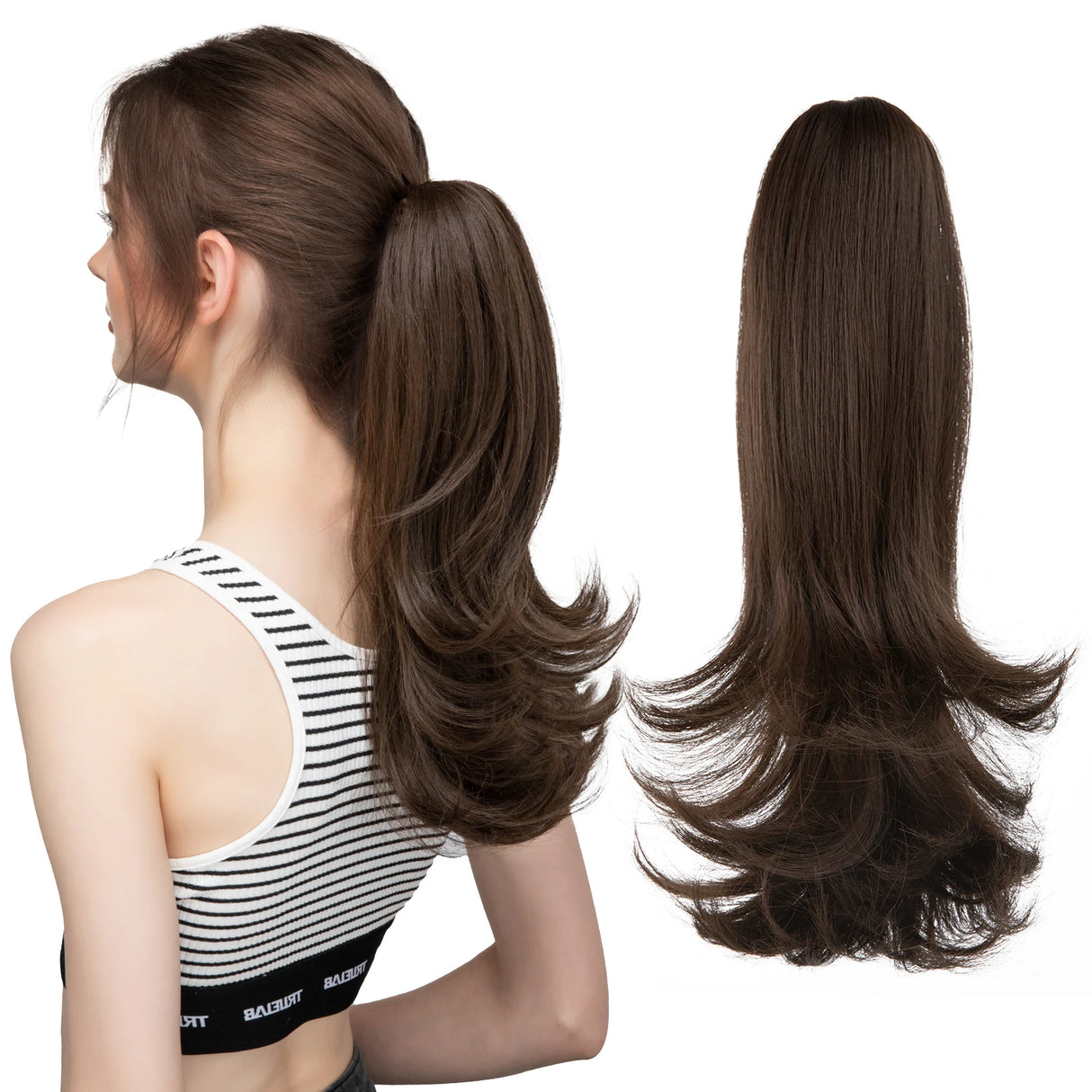 Synthetic Claw Clip In Ponytail Hair 14" brown 