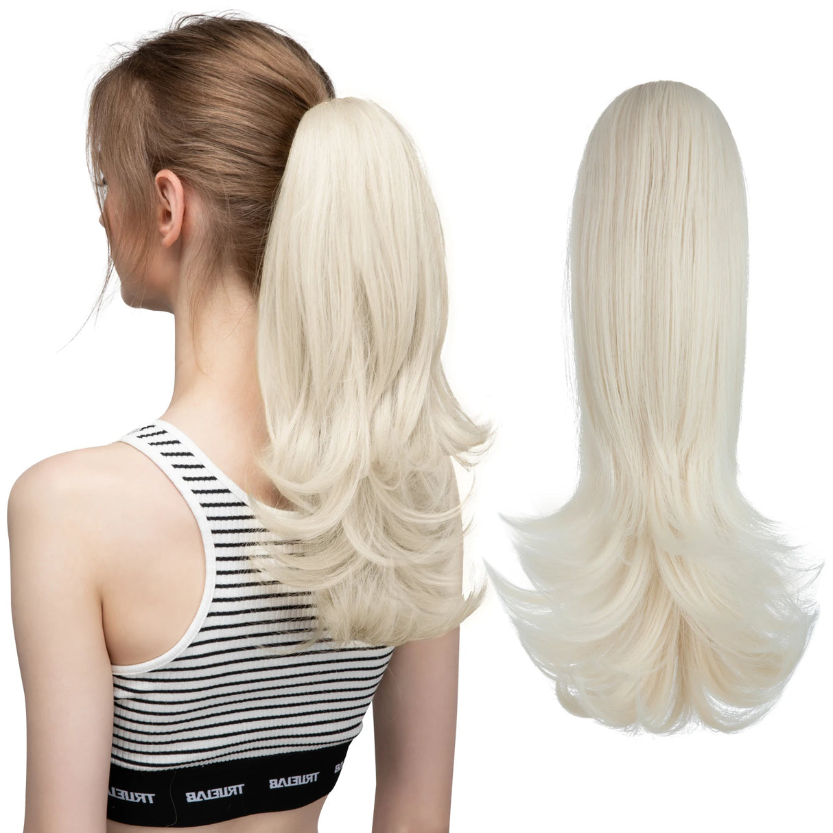 Synthetic Claw Clip In Ponytail Hair 14" white