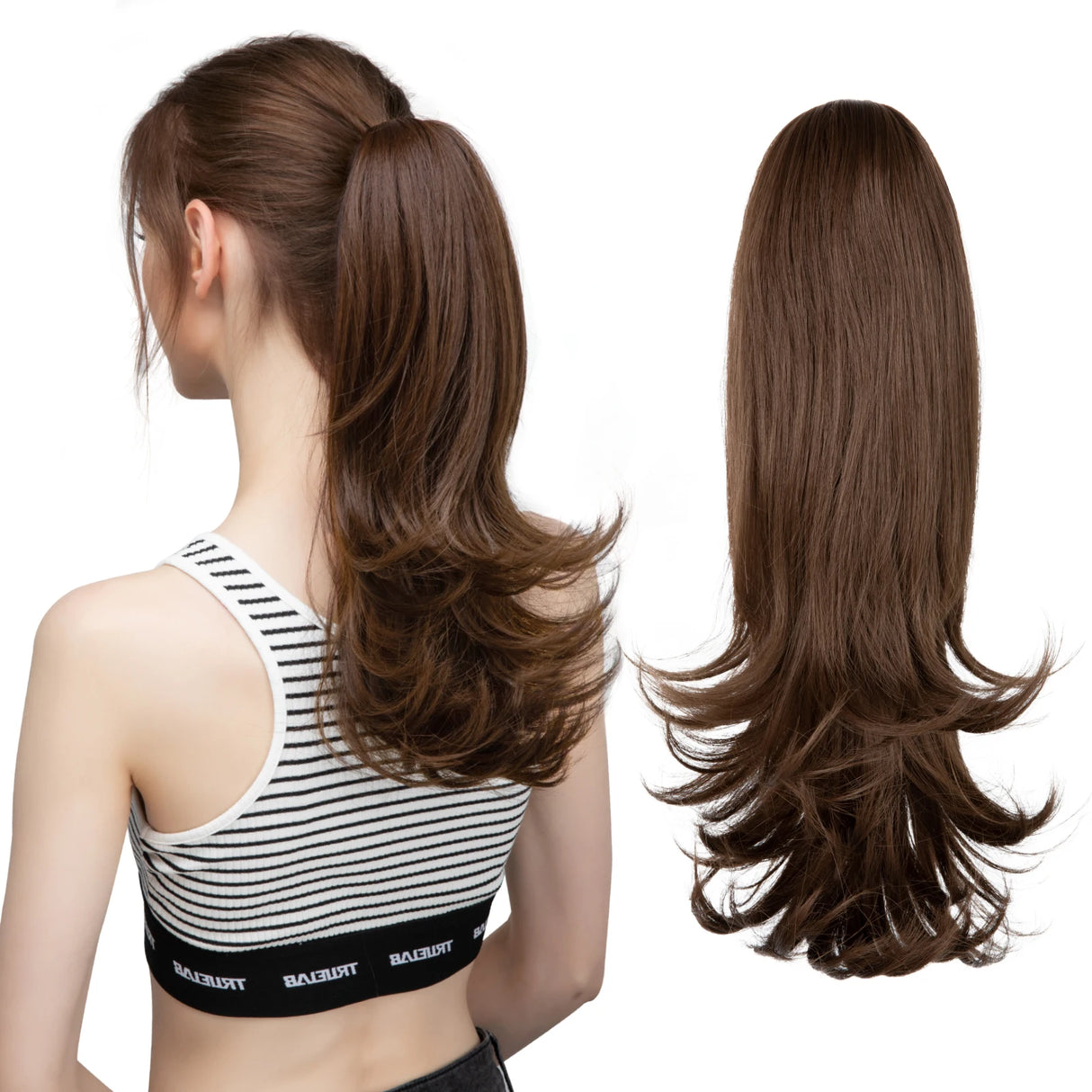 Synthetic Claw Clip In Ponytail Hair 14" brown 