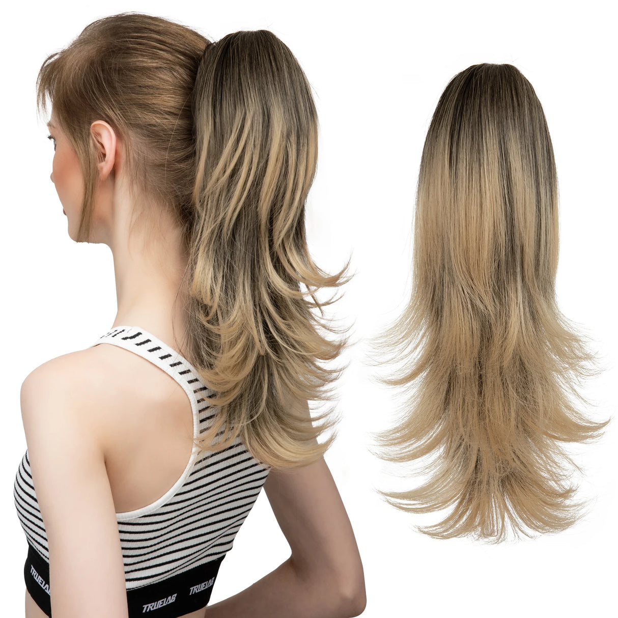 Synthetic Claw Clip In Ponytail Hair 14" black/ blonde 