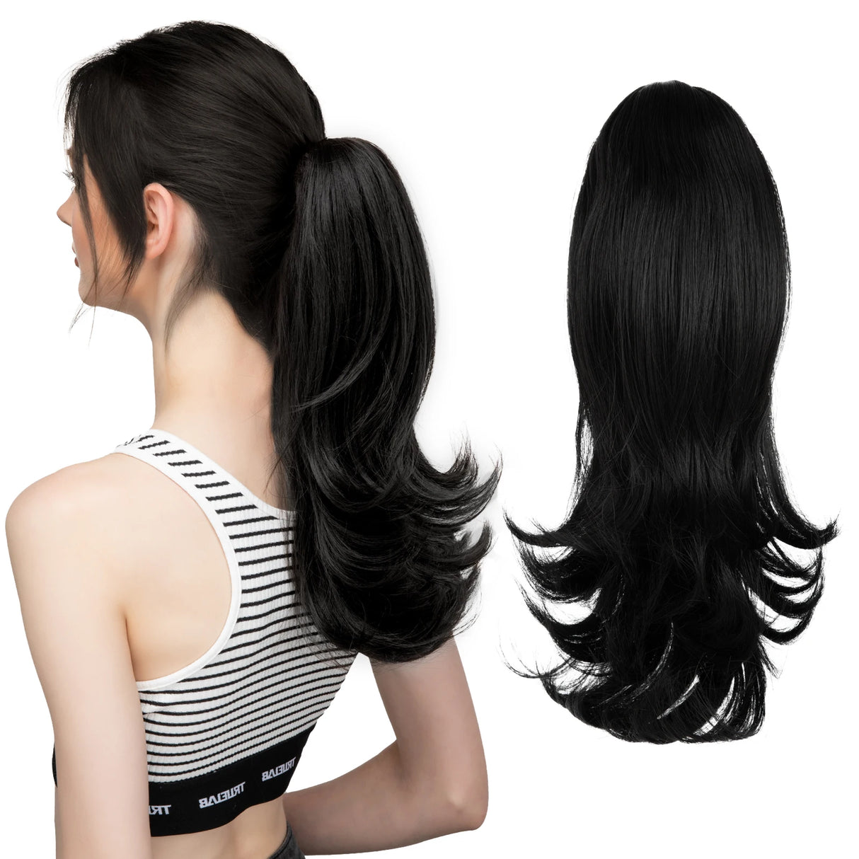 Synthetic Claw Clip In Ponytail Hair 14" off balck